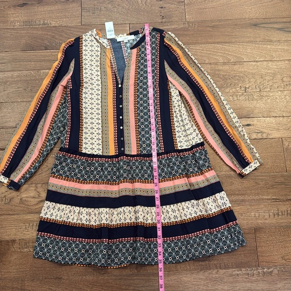 LOFT Women’s Long-Sleeve Tiered Swing Dress - Size S - Picture 9 of 16